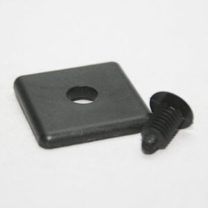 10AC7730_-_10AC7736_5__editedjpg | Faztek Industrial Solutions Square black metal plate with a central circular hole and a small matching screw placed beside it (hardware mounting kit).