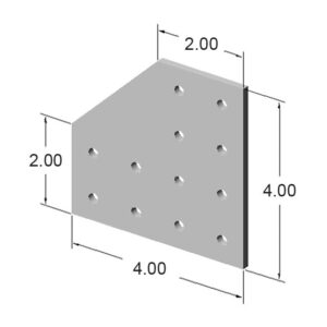 10JP4209jpg | Faztek Industrial Solutions Isometric view of a perforated rectangular plate, 4 by 4 units with a 2‑unit thickness and evenly spaced circular holes (about a dozen).