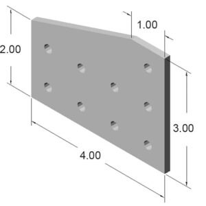 10JP4217jpg | Faztek Industrial Solutions Isometric view of a gray perforated plate (4 by 2 by 1) with nine circular holes.