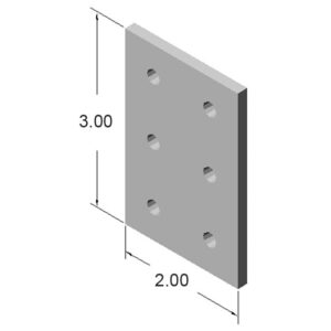 10JP4229jpg | Faztek Industrial Solutions Isometric view of a 3-by-2 metal mounting plate with seven holes, shown in perspective.