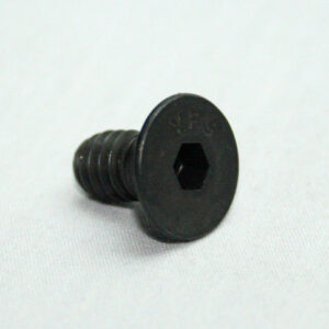 13FA3110_2__editedjpg | Faztek Industrial Solutions Black pan-head screw with a hex socket (Allen) drive lying on a white surface, showing threaded shaft and flat head edge.