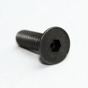 13FA3126_2__editedjpg | Faztek Industrial Solutions Black hex-socket (Allen) bolt lying on a white surface, showing its threaded shaft and hexagonal socket head.