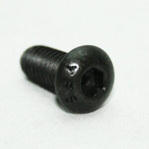 13FA3301_editedjpg | Faztek Industrial Solutions Close-up of a black socket-head cap screw (Allen bolt) with a hexagonal recessed socket and threaded shaft.
