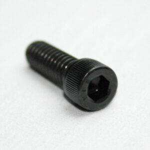 13FA3305_2__editedjpg | Faztek Industrial Solutions Black hex socket cap screw lying on a white surface with a knurled grip area near the head? (short option)