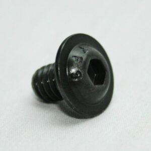 13FA3308_2__editedjpg | Faztek Industrial Solutions Black flange screw with hexagonal socket head, angled on a white background, showing threads and inset drive.