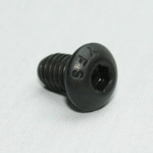 13FA3321_editedjpg | Faztek Industrial Solutions Black hex socket cap screw lying on its side on a white surface, showing the threaded shaft and hex drive.