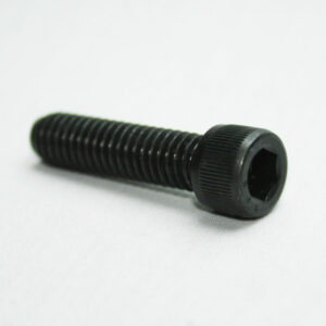 13FA3328_2__editedjpg | Faztek Industrial Solutions Black hex-socket cap screw (Allen bolt) lying on a white surface, showing its threaded shank and socket head.
