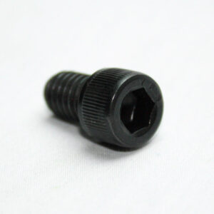 13FA3337_2__editedjpg | Faztek Industrial Solutions Black hex socket cap screw lying on a white surface, showing the threaded shaft and hex drive recess
