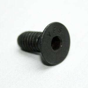 13FA3342_2__editedjpg | Faztek Industrial Solutions Black flat-head hex socket screw lying on a white surface, showing threading along the shank and a hex recess in the head