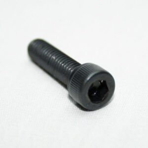 13FA3352_6__editedjpg | Faztek Industrial Solutions Black hex/socket cap screw photographed on a white background, showing its knurled head and threaded body