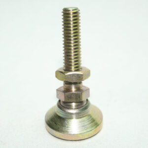 13FF8129_3__editedjpg | Faztek Industrial Solutions Threaded stud with two hex nuts on a round base plate — an adjustable foot or leveling bolt assembly.