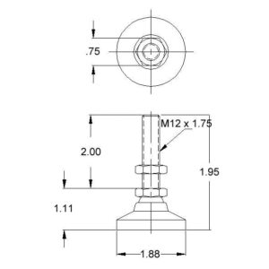 13FF8133jpg | Faztek Industrial Solutions Engineering drawing of a bolt-like fastener with M12 x 1.75 thread, shown in top and side views with dimensions.