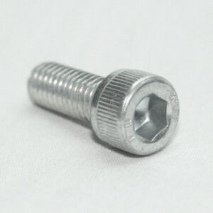 13MFA3602_2__editedjpg | Faztek Industrial Solutions Silver hex-socket head cap screw (Allen bolt) on a light surface, showing threaded shaft and ridged head rim.