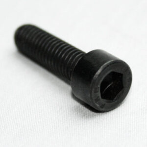 13MFA3606_2__editedjpg | Faztek Industrial Solutions Black hex-socket head cap screw on a white background, showing threading along the shaft and the Allen-drive head (A2).