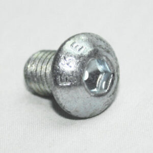 13MFA3607_2__editedjpg | Faztek Industrial Solutions Close-up of a small silver button-head hex socket screw lying on a white surface.