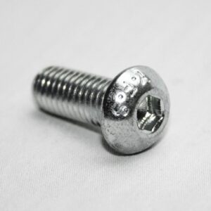 13MFA3615_2__editedjpg | Faztek Industrial Solutions Close-up of a chrome pan-head screw with a hex socket, lying on a light surface.