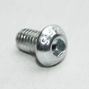 13MFA3621_2__editedjpg | Faztek Industrial Solutions Metal hex socket bolt (stainless steel) lying on a light fabric surface, showing threaded shank and hex drive end (likely M4/M5).