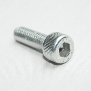 13MFA3642_2__editedjpg | Faztek Industrial Solutions Silver hex-socket head bolt lying on a white surface, showing its threaded shaft and drive hole.0