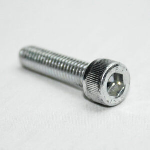 13MFA3646_2__editedjpg | Faztek Industrial Solutions Metal hex socket head cap screw lying on a white surface with a knurled head edge.