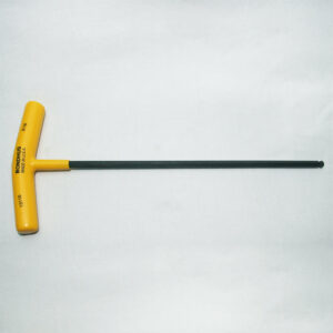 13TL1201_editedjpg | Faztek Industrial Solutions Bondhus yellow T-handle hex key with a long black shaft, size 3/16 inch, lying on a light surface