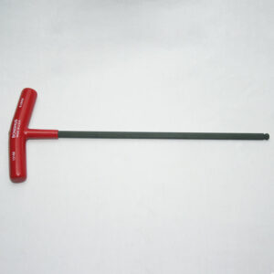 13TL1208_2__editedjpg | Faztek Industrial Solutions Red T-handle hex key with a long black shaft on a white background, laid horizontally.