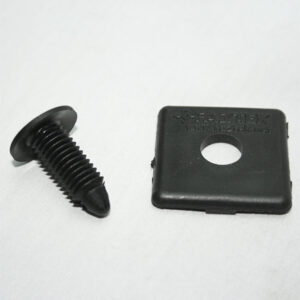 15AC7940_7__editedjpg | Faztek Industrial Solutions Black plastic screw and a square black snap cap with a central hole on a white background