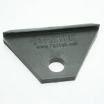 Triangular black plastic part with a circular hole and Faztek branding (www.faztek.net).