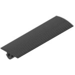 Black ribbed rubber timing belt with teeth along one edge