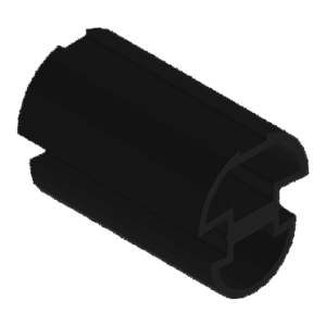 Black extruded sealing profile with a rounded outer surface and hollow interior, likely a weatherstrip gasket.