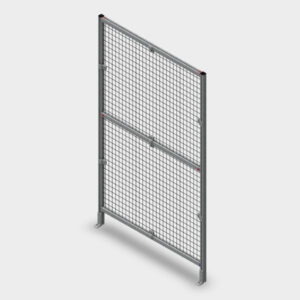 15AL4884jpg | Faztek Industrial Solutions Tall gray steel panel with welded wire mesh, freestanding gate/fence section on feet