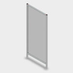 Freestanding metal-framed privacy screen with a gray panel and base feet.