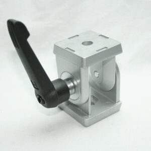 15HI8700_editedjpg | Faztek Industrial Solutions Silver metal toggle clamp with a black handle for securing a workpiece.