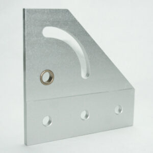 Silver metal mounting bracket with a curved cutout and three bottom holes.