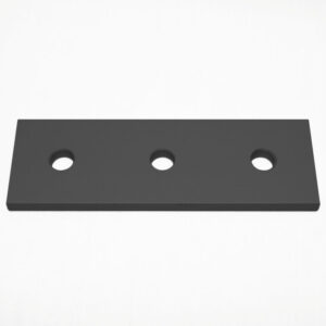 Dark gray rectangular plate with three evenly spaced round holes along its length (a three-hole mounting plate).