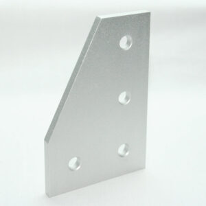 15JP4505_7__editedjpg | Faztek Industrial Solutions Silver metal L-shaped mounting bracket with four evenly spaced circular holes, standing upright on a white surface.