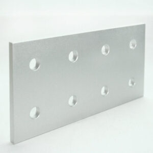 15JP4509_4__editedjpg | Faztek Industrial Solutions Rectangular silver aluminum plate with seven circular holes, standing on a white surface against a light background.