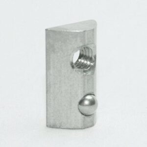 Small rectangular metal block with a threaded hole on the top and a steel ball detent on the side.