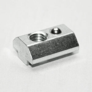 Small silver metal mounting adapter with a threaded hole and a rounded ball on top, on a white background.