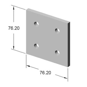 40JP4504jpg | Faztek Industrial Solutions Isometric view of a square mounting plate, 76.2 mm across, with four holes in a 2x2 pattern.