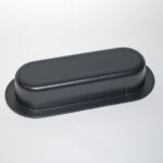 Black hard-shell eyeglasses case in a matte finish on a light background
